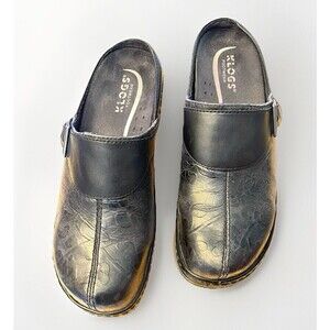 KLOGS Woman’s 11M Embossed Black Austen Leather Slip Resistant Non Marking